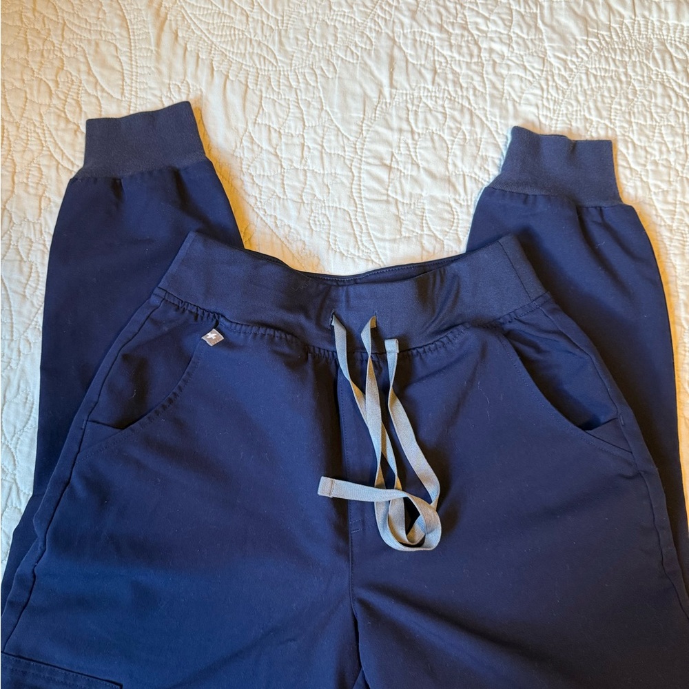 Figs Navy joggers with Gray Drawstring